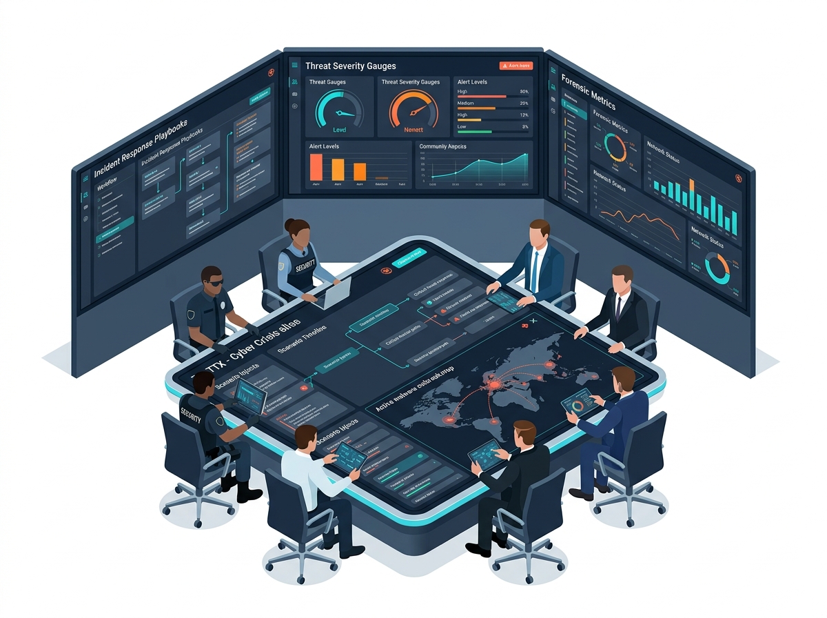 TTX Cyber Crisis Tabletop Exercise Command Center Platform Illustration
